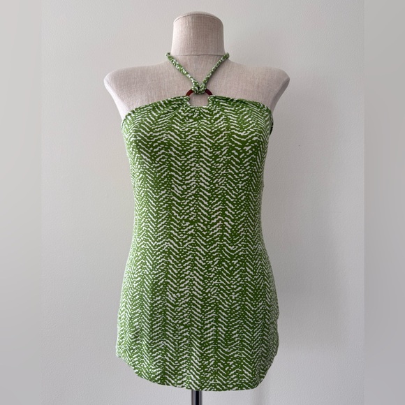 Banana Republic Tops - Banana Republic Green and White Patterned Halter Top
